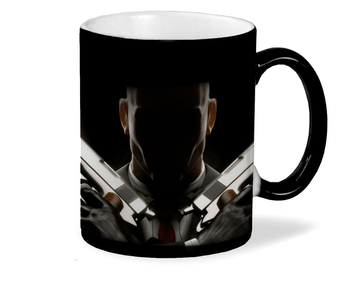 

Кружка хамелеон черный CoolPodarok Hitman с двумя пистолетами