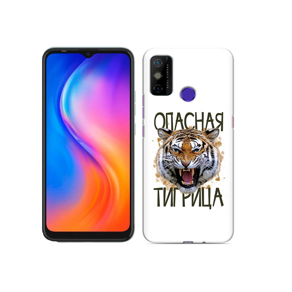 

Чехол MyPads Tocco для Tecno Spark 6 GO опасная тигрица, Прозрачный, Tocco