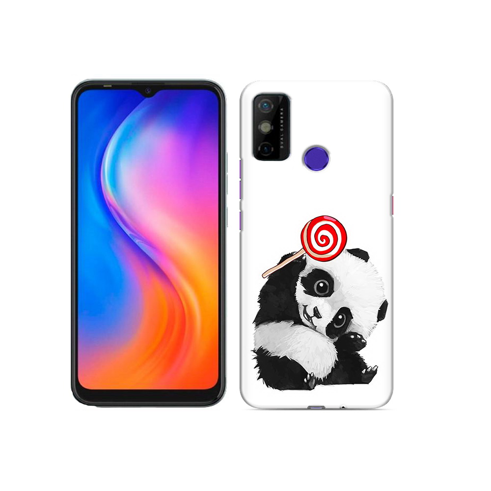 

Чехол MyPads Tocco для Tecno Spark 6 GO панда с леденцом, Прозрачный, Tocco