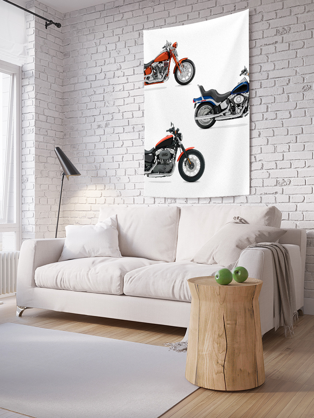 Вертикальное фотопанно на стену JoyArty Три мотоцикла 100x150 см