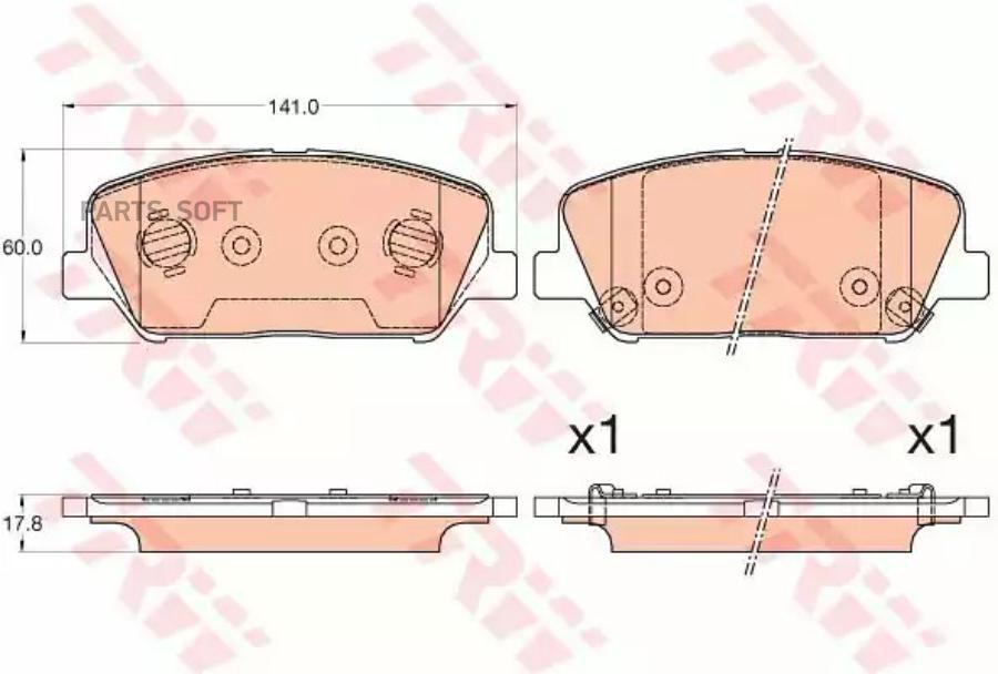 

Колодки Тормозные Hyundai I40 Kia Optima,Ceed (12-) Передние (4Шт.) Trw Gdb3582