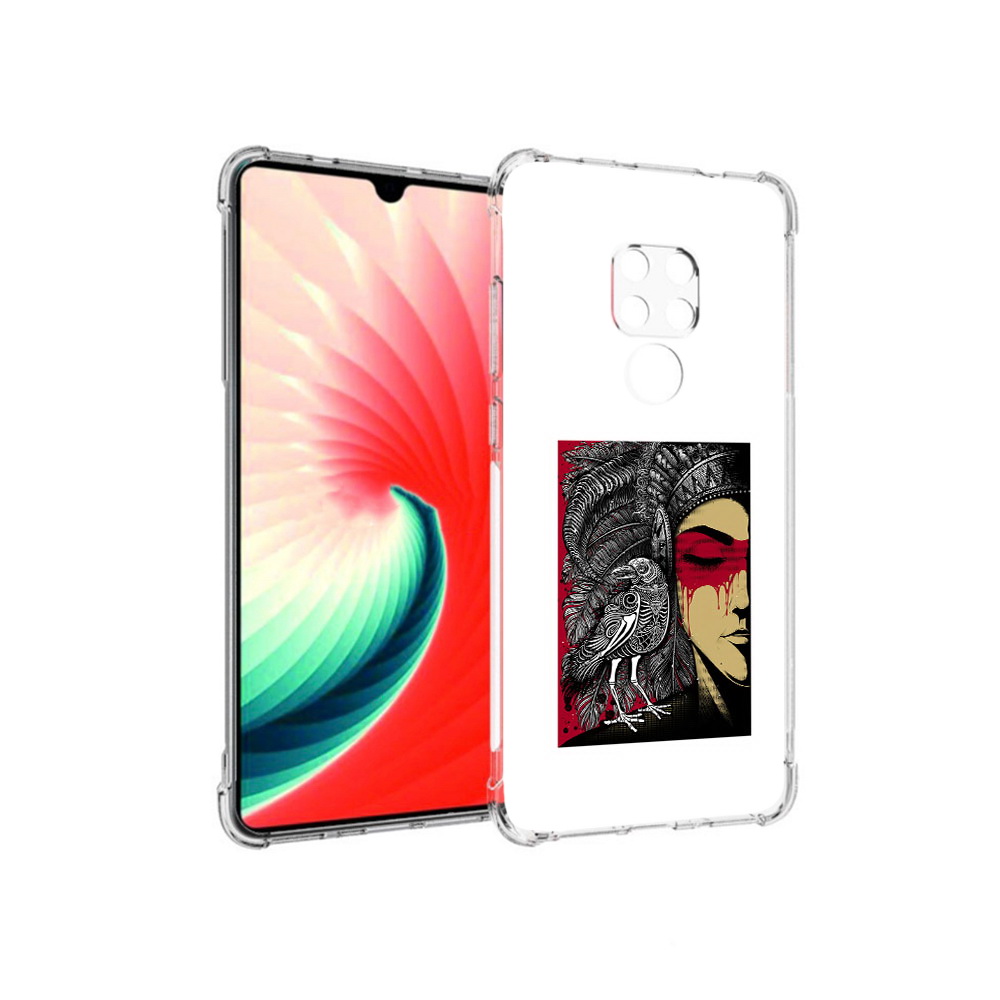 

Чехол MyPads Tocco для Huawei Mate 20 девушка с вороном в абстракции, Прозрачный, Tocco