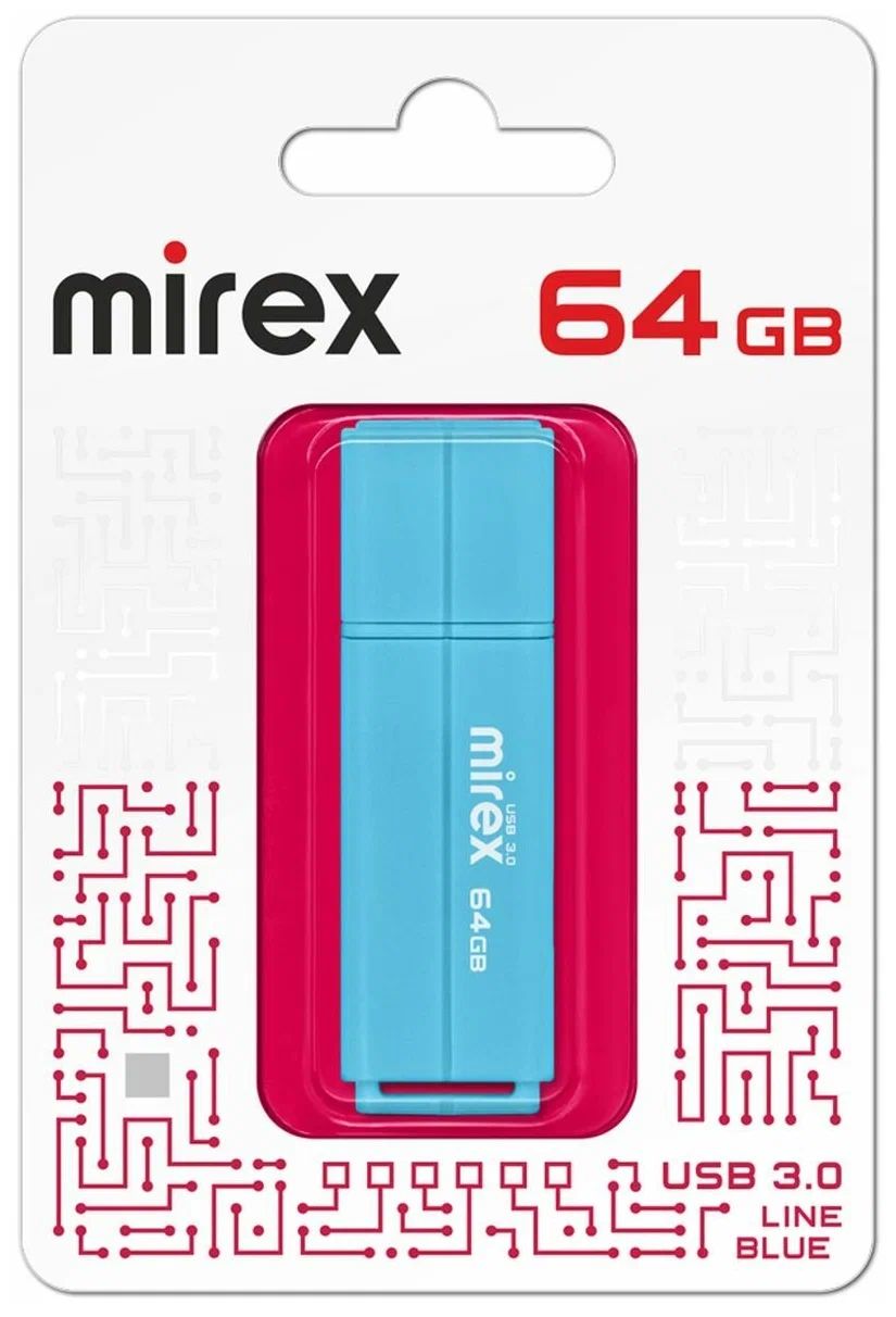 

Флэш-накопитель USB 3.0 Mirex Line blue ecopack 64 Гб