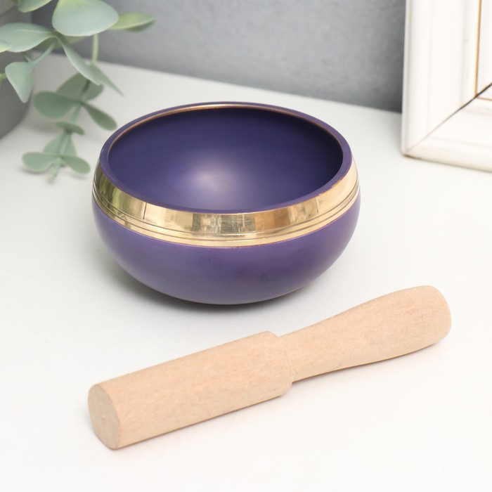 Поющая чаша металл Фиолетовая с резонатором d=8 см