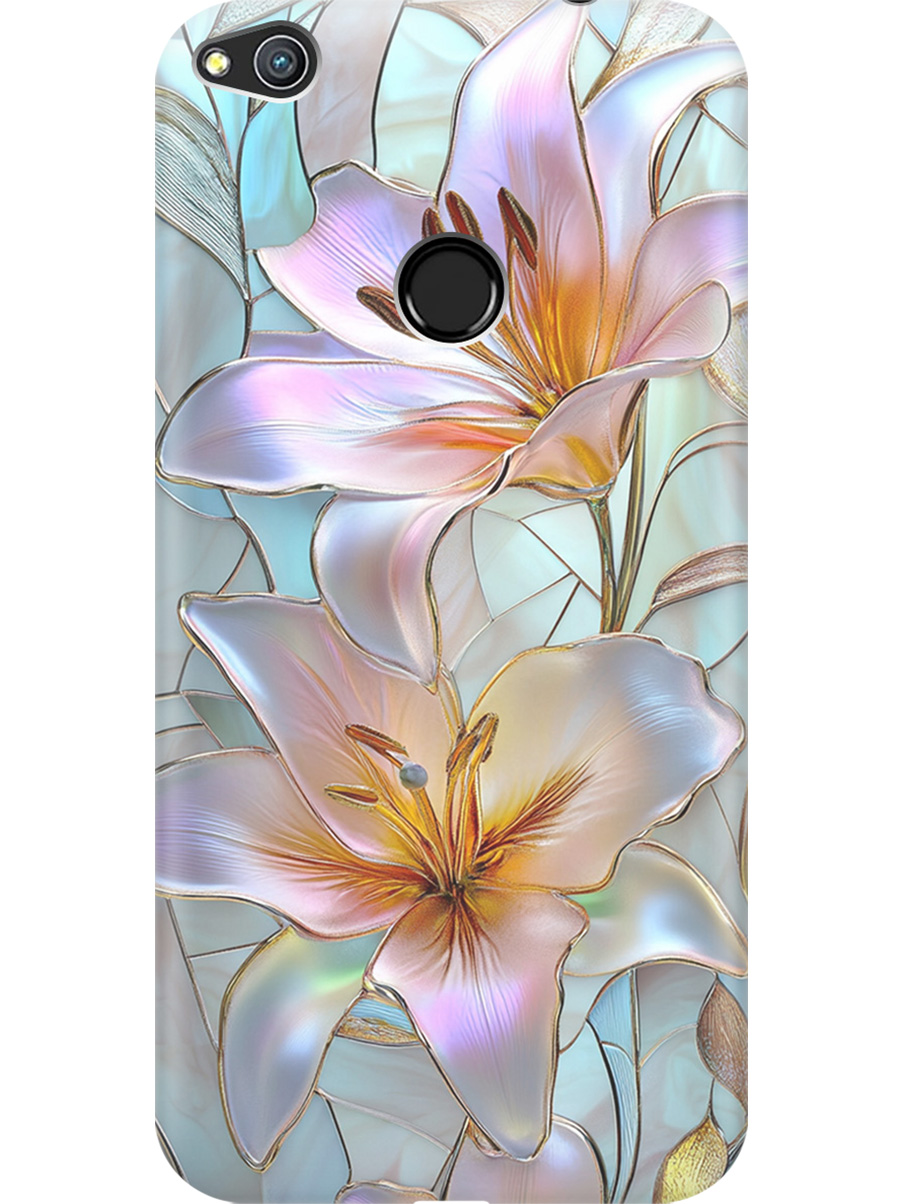 

Силиконовый чехол на Honor 8 Lite / Huawei P8 Lite (2017) с принтом "Витраж с лилиями", Прозрачный;белый;голубой;розовый, 714714523