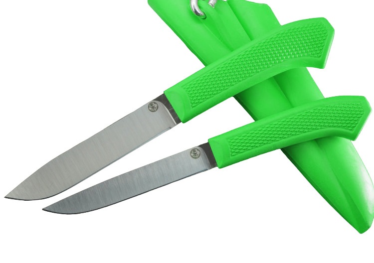 Набор ножей Русский булат Карачаевская спарка (2 шт), сталь 95Х18, резинопластик зелёный