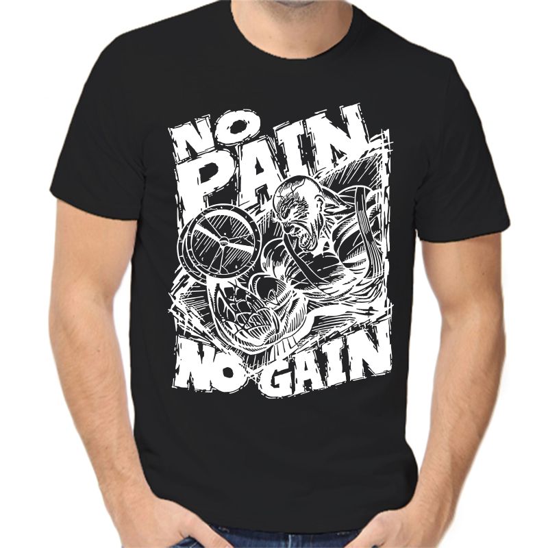 

Футболка мужская черная 52 р-р no paig no gain 3, Черный, fm_no_pain_no_gain_2