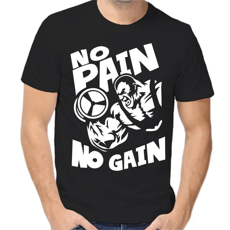 

Футболка мужская черная 52 р-р no paig no gain 2, Черный, fm_no_pain_no_gain