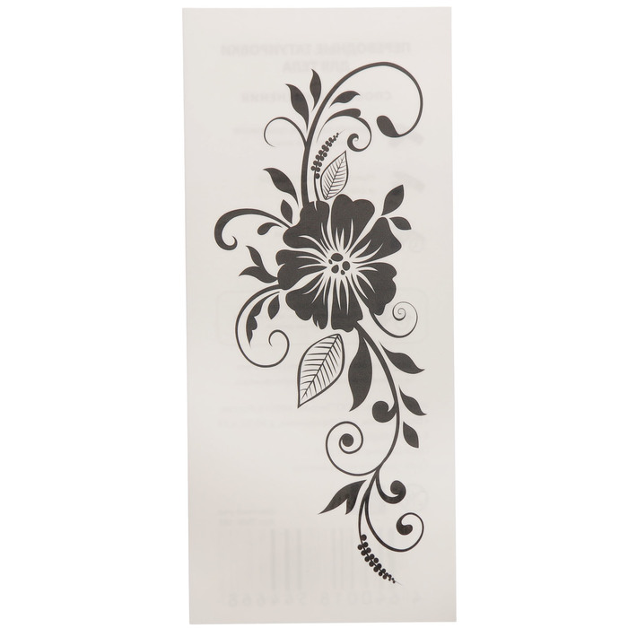Татуировка на тело Узор с черным цветком 5,5х12 см