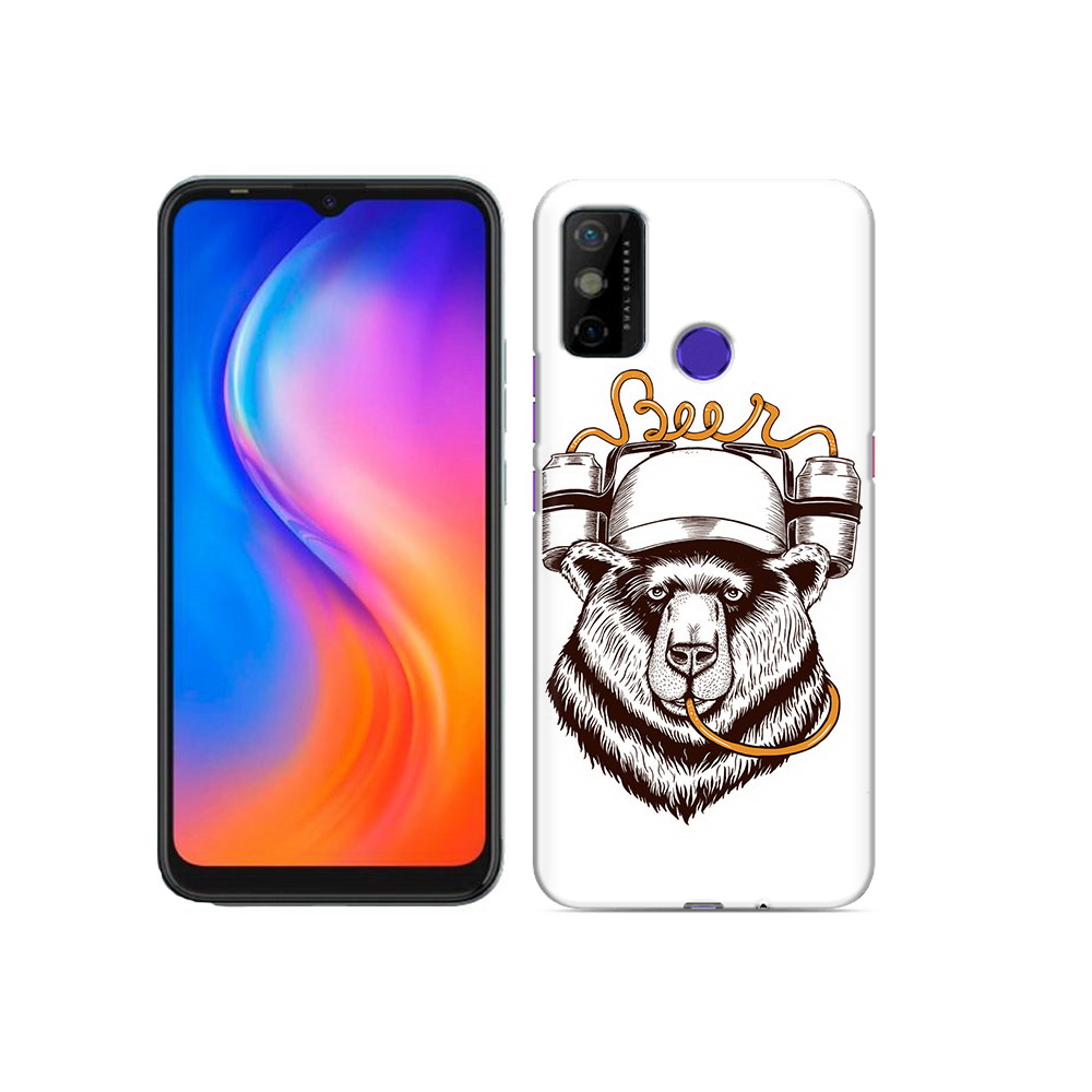 

Чехол MyPads Tocco для Tecno Spark 6 GO пивной медведь, Прозрачный, Tocco
