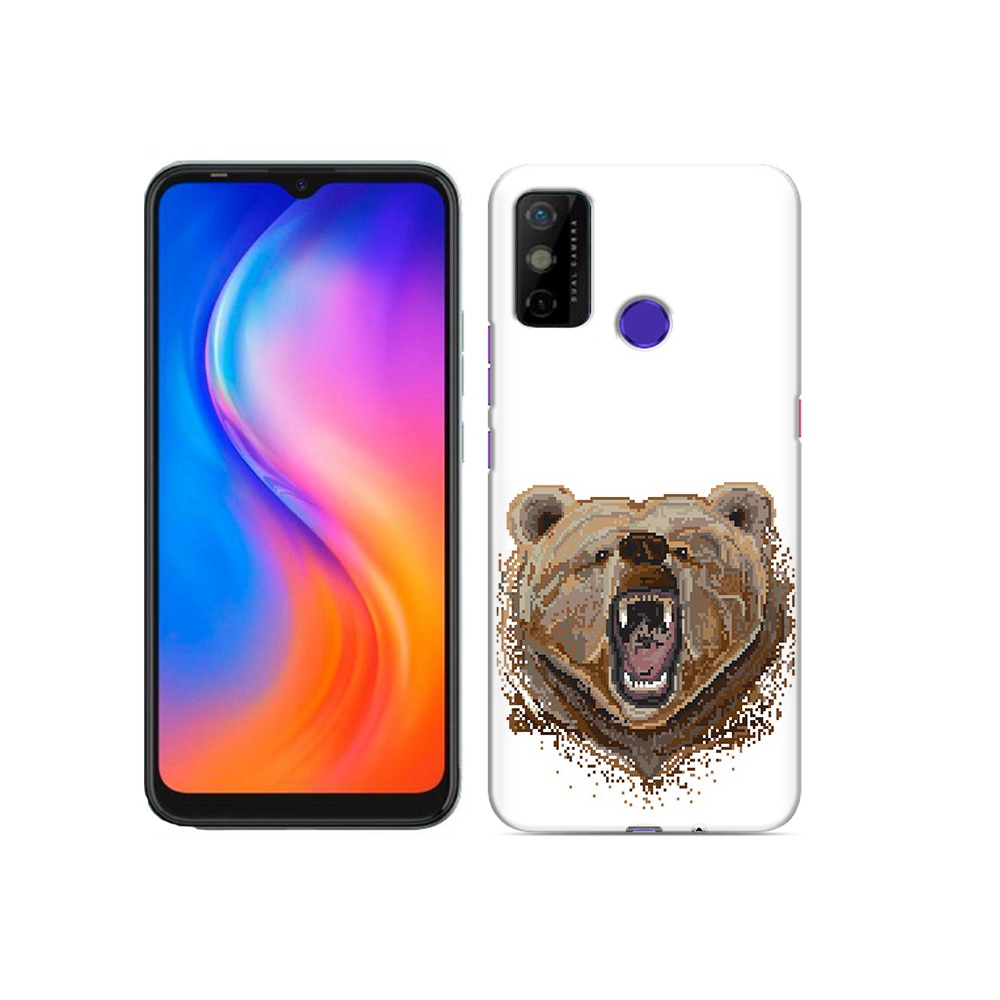 

Чехол MyPads Tocco для Tecno Spark 6 GO пиксельный медведь, Прозрачный, Tocco