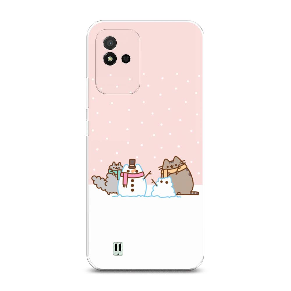 

Чехол на Realme Narzo 50i "Котики в снегу", Розовый;белый;серый, 2510050-5