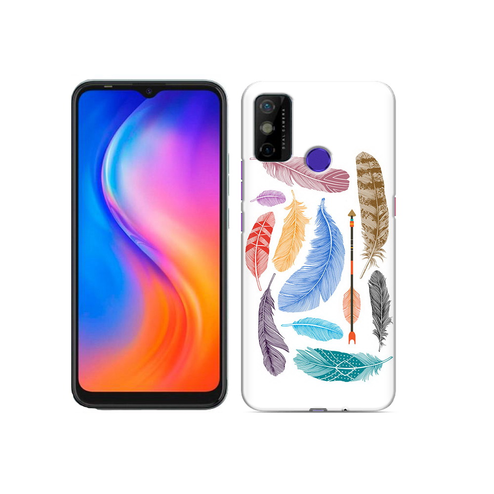 

Чехол MyPads Tocco для Tecno Spark 6 GO разноцветные перья, Прозрачный, Tocco