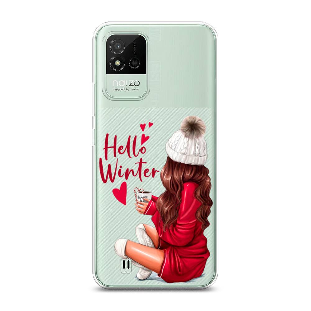 

Чехол на Realme Narzo 50i "Hello winter", Красный;белый;коричневый, 2510050-5