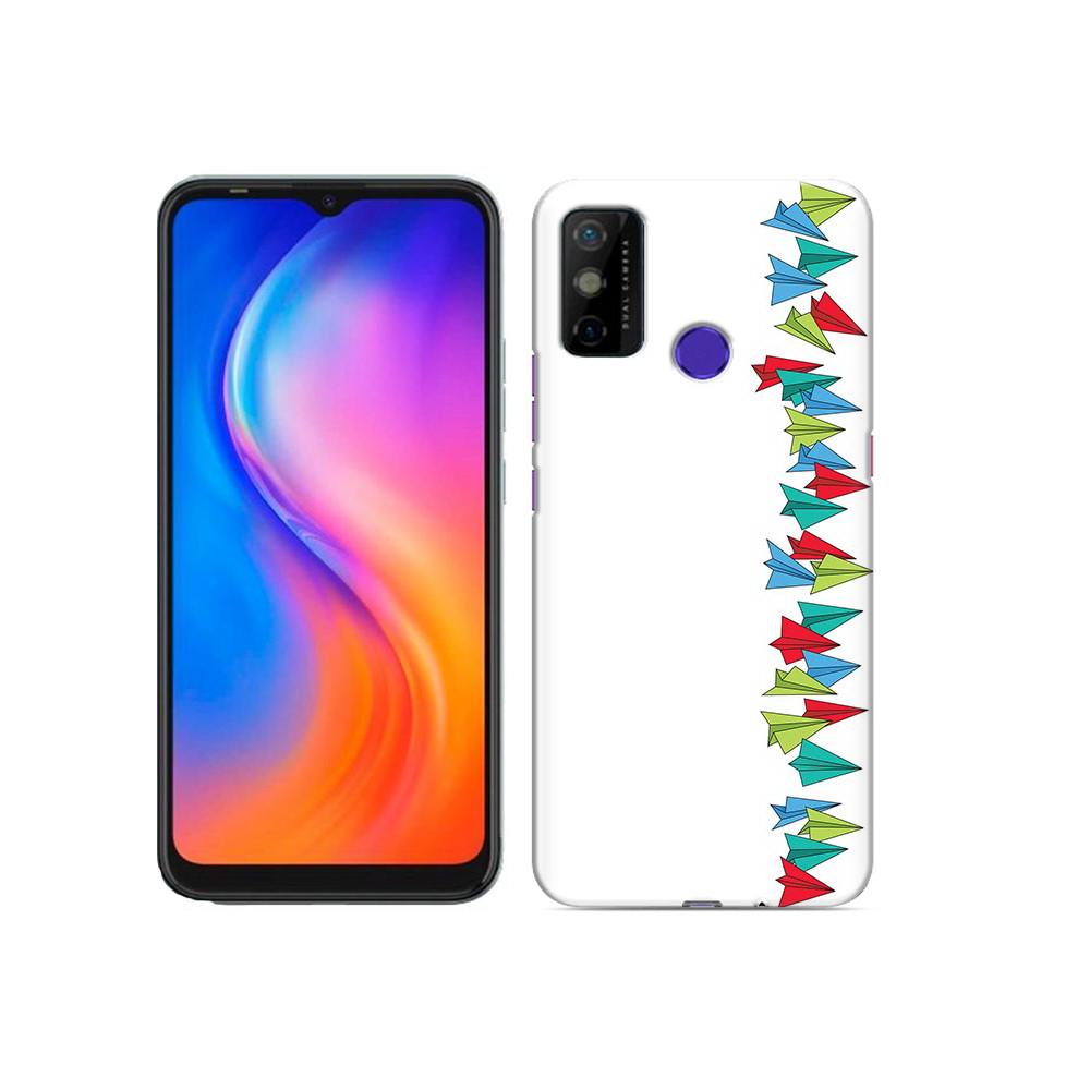 

Чехол MyPads Tocco для Tecno Spark 6 GO самолетики из листочков, Прозрачный, Tocco