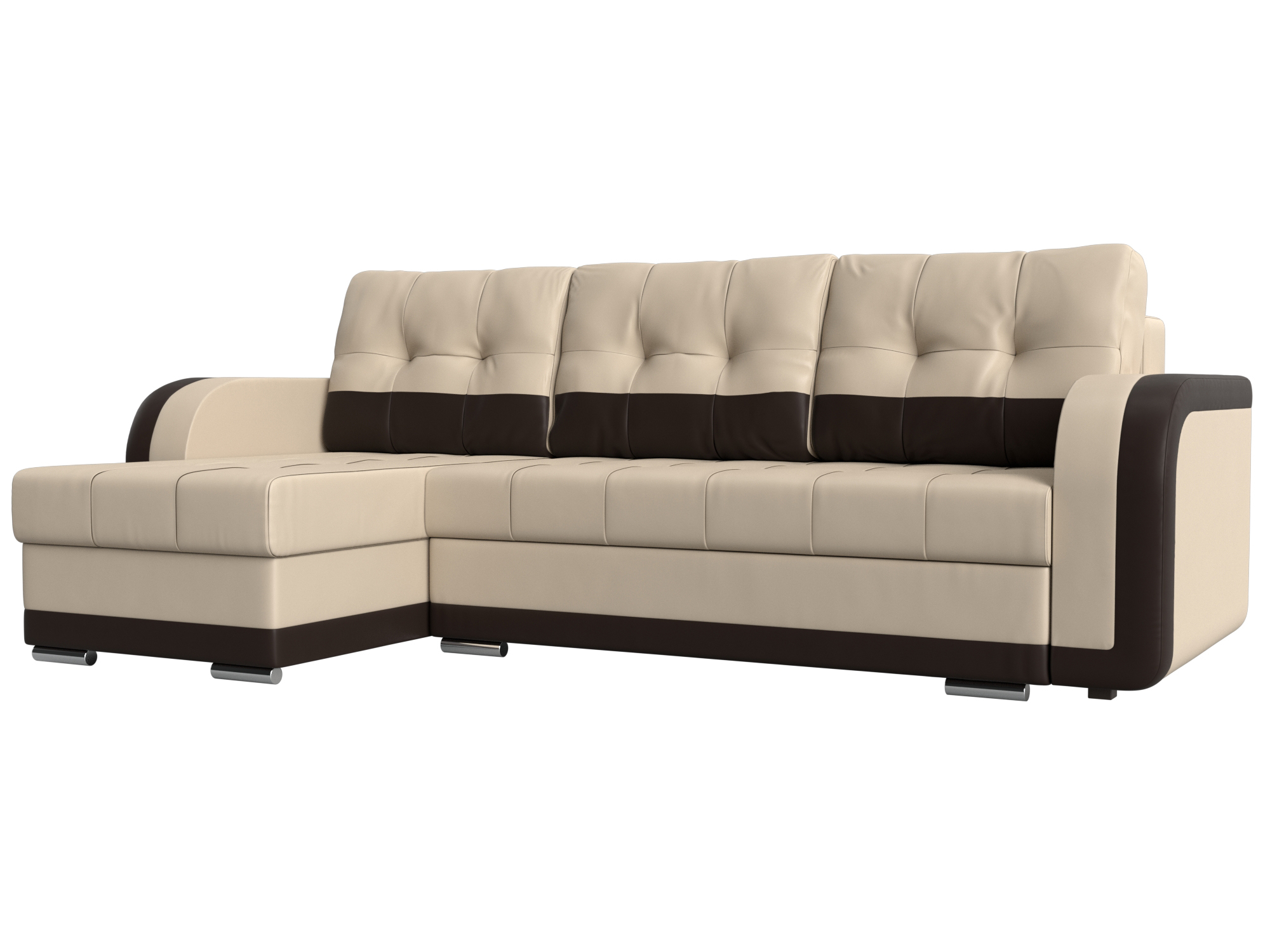 

Диван угловой Хит Диванов Марсель правый экокожа, еврокнижка, бежевый, 10015666