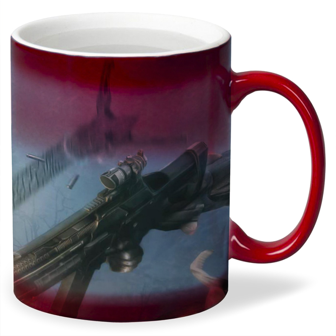 

Кружка хамелеон красный CoolPodarok Crysis alien blast Инопланетный бластер