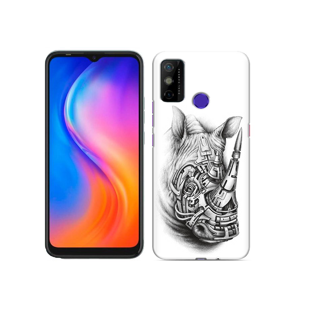 

Чехол MyPads Tocco для Tecno Spark 6 GO стальной носорог, Прозрачный, Tocco