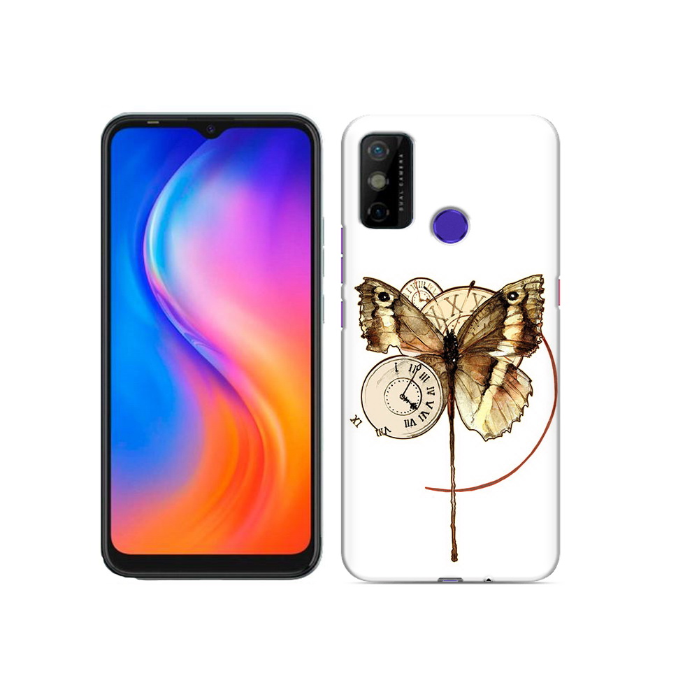 Чехол MyPads Tocco для Tecno Spark 6 GO старинные часы с бабочкой