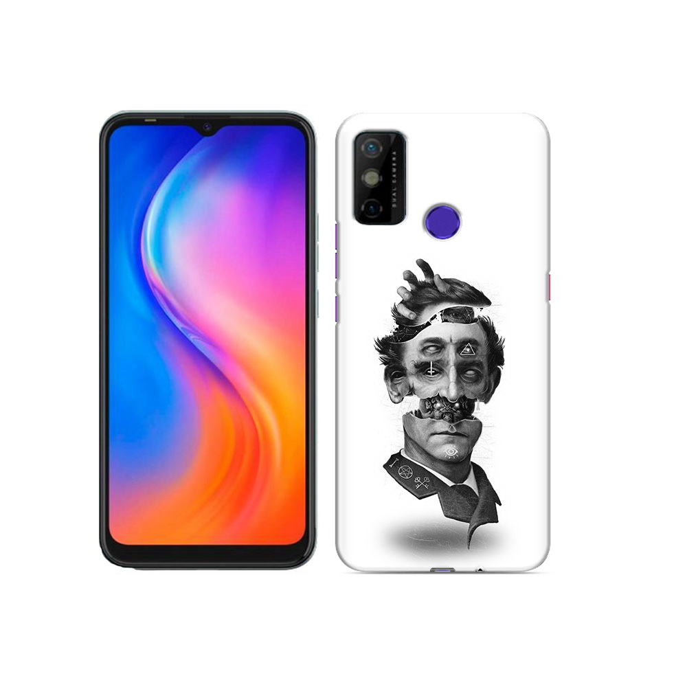 

Чехол MyPads Tocco для Tecno Spark 6 GO страшное лицо абстракция, Прозрачный, Tocco