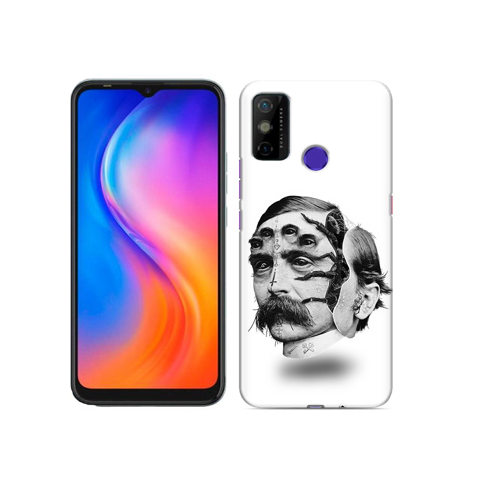 

Чехол MyPads Tocco для Tecno Spark 6 GO страшное лицо мужчины, Прозрачный, Tocco