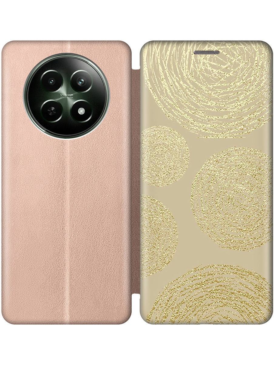 

Чехол-книжка на Realme 12 5g с принтом "Золотые круги" золотой, Золотистый, 783982631