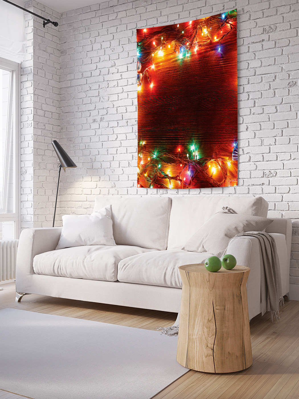 фото Вертикальное фотопанно на стену joyarty "новогодние гирлянды", 100x150 см
