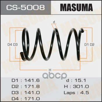 Пружина подвески HONDA CR-V перед. MASUMA CS-5008