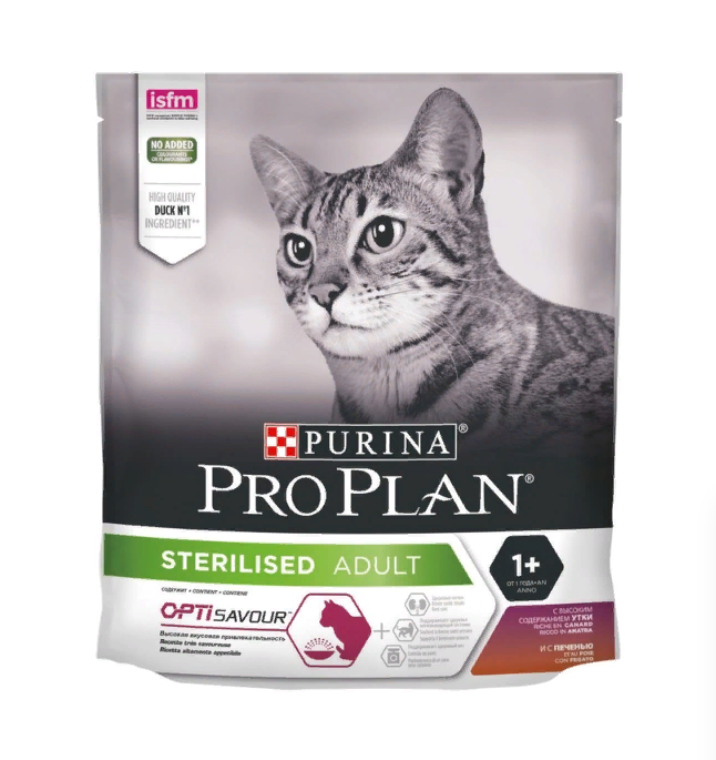 Сухой корм для кошек Pro Plan Sterilised c уткой печенью 0,4 кг