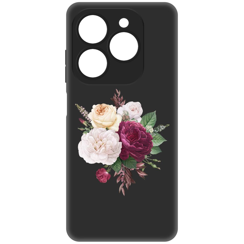 

Чехол-накладка Krutoff Soft Case Цветочная композиция для TECNO Spark 20 Pro черный