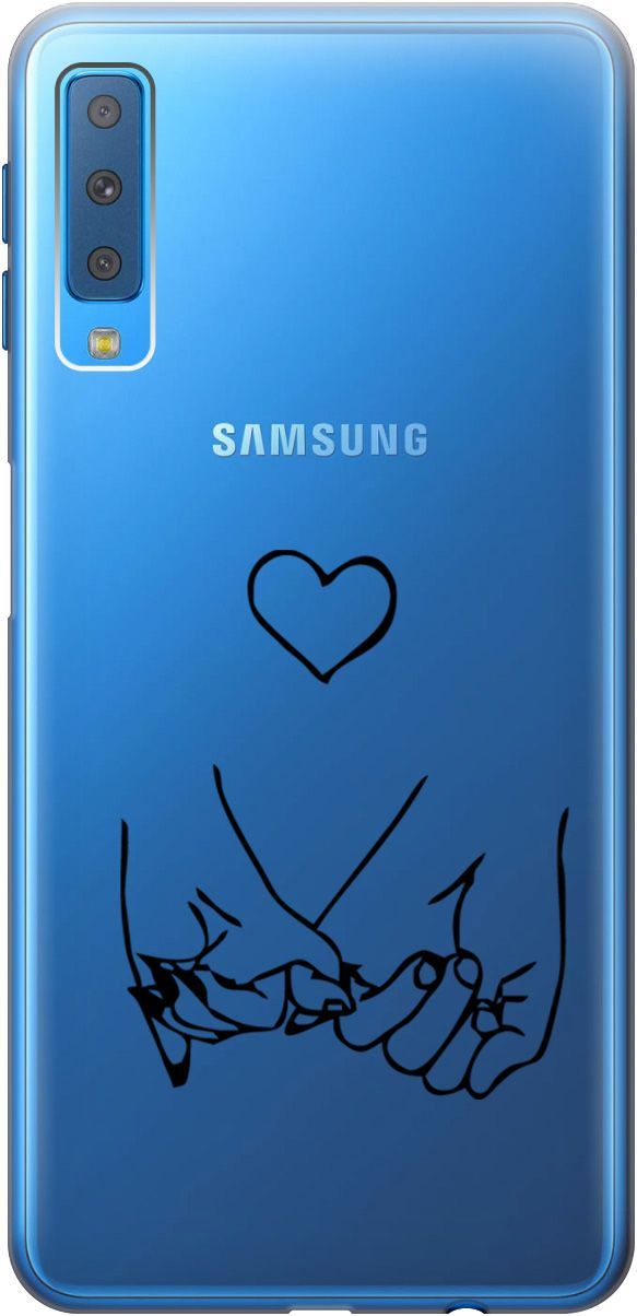 

Чехол на Samsung Galaxy A7 (2018) с принтом "Lovers Hands" прозрачный, 5396