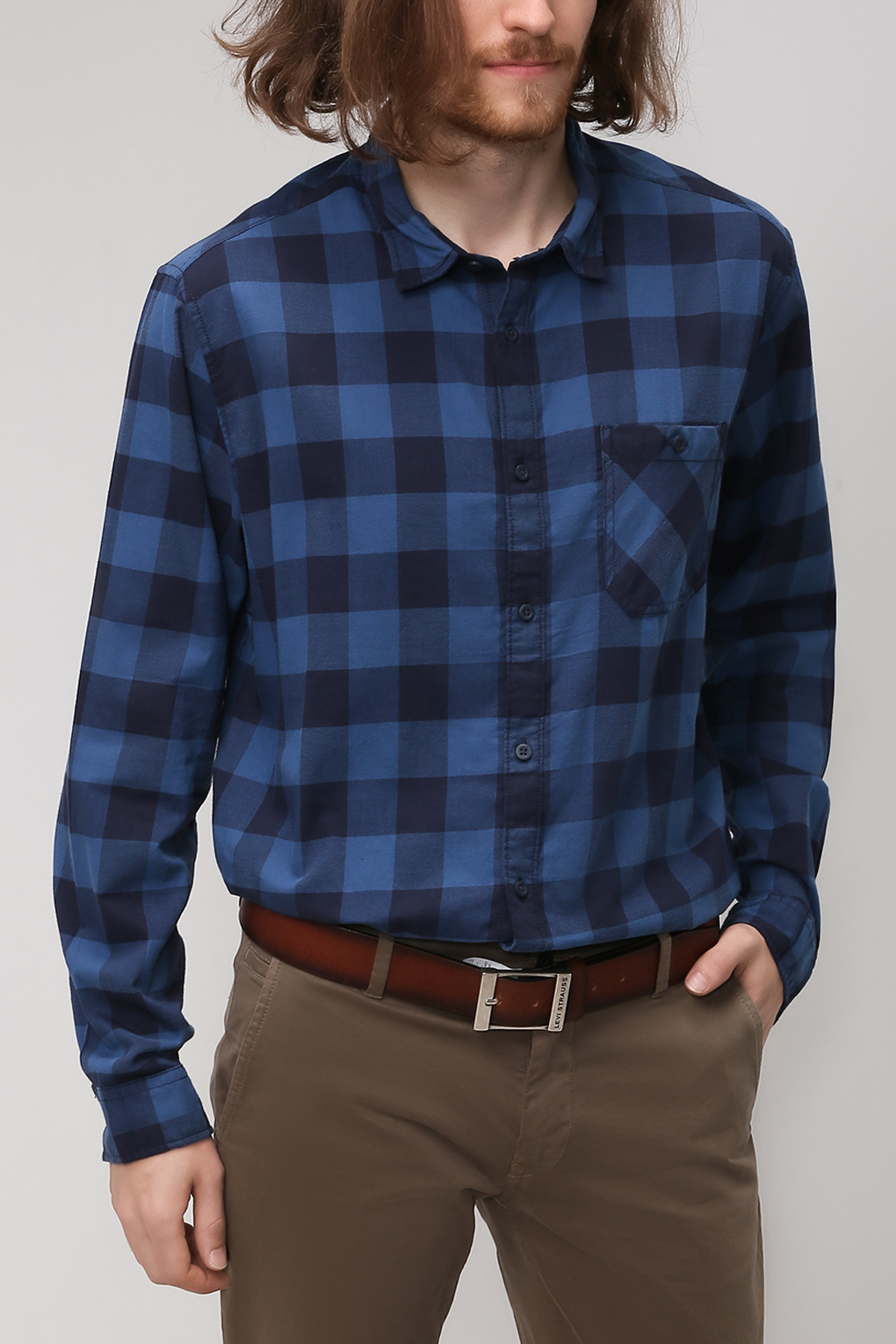 

Рубашка мужская Esprit Edc 091CC2F301 синяя 2XL, 091CC2F301