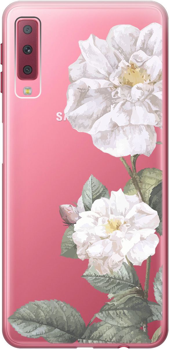 

Чехол на Samsung Galaxy A7 (2018) с принтом "White Rose" прозрачный, Прозрачный;черный, 5396
