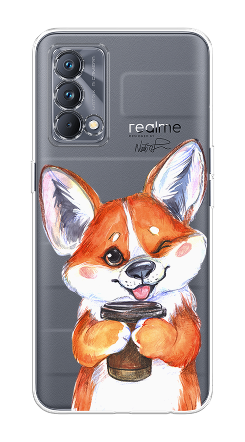 

Чехол на Realme GT Master Edition "Корги с кофе", Оранжевый;белый, 2510450-4