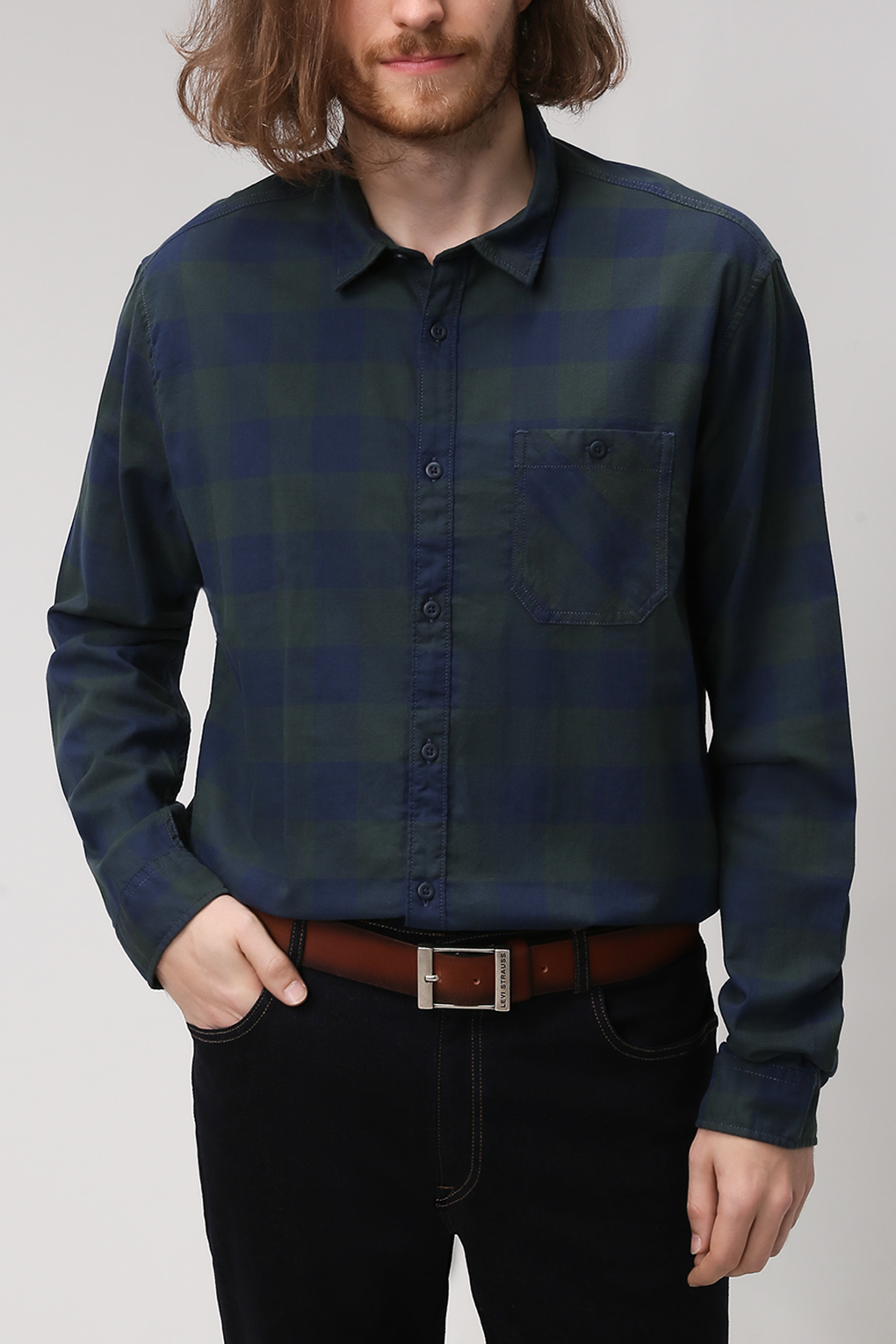 

Рубашка мужская Esprit Edc 091CC2F301 синяя 2XL, 091CC2F301