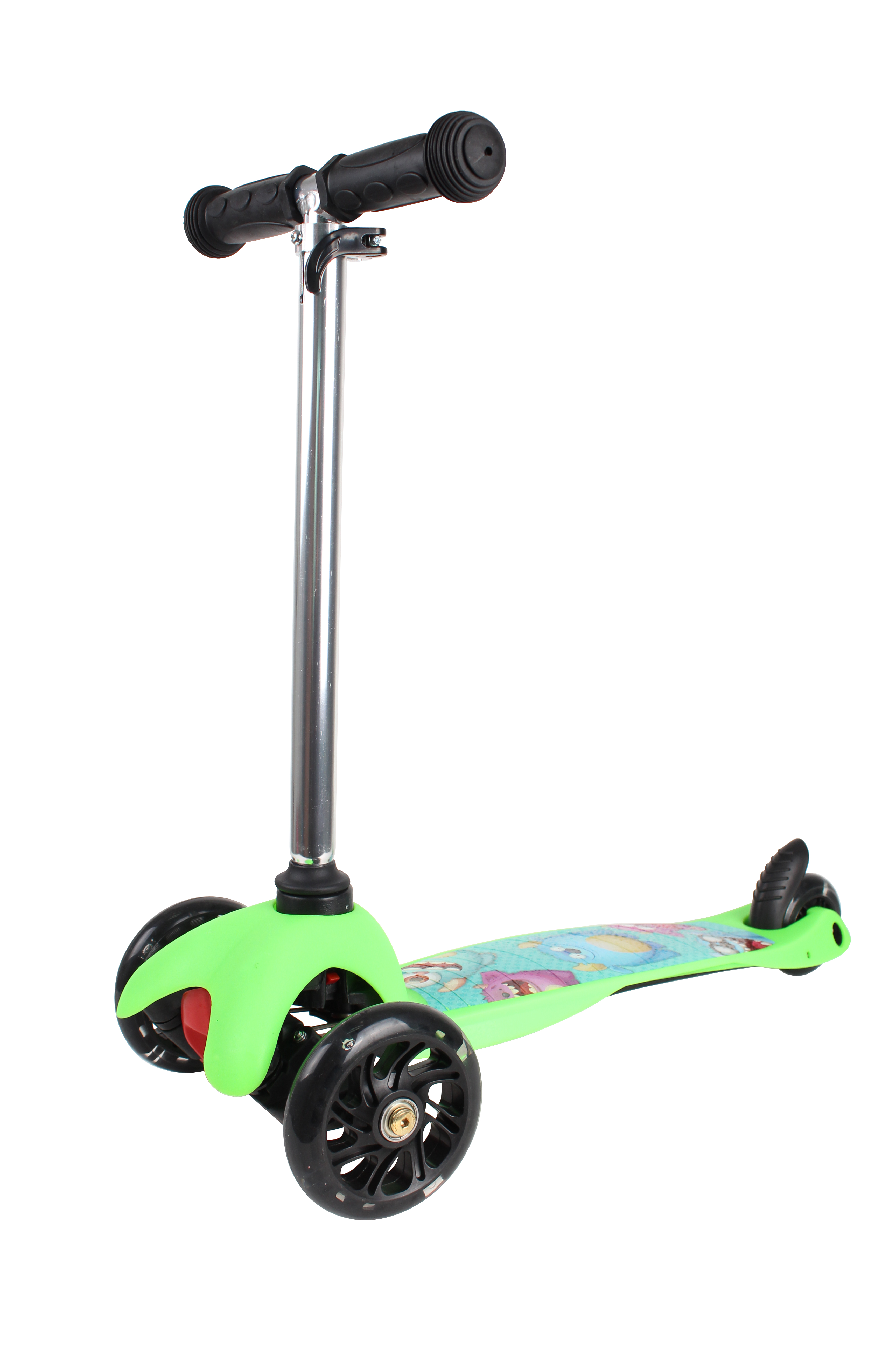 Самокат трехколесный Potis со светящимися колёсами, зелёный