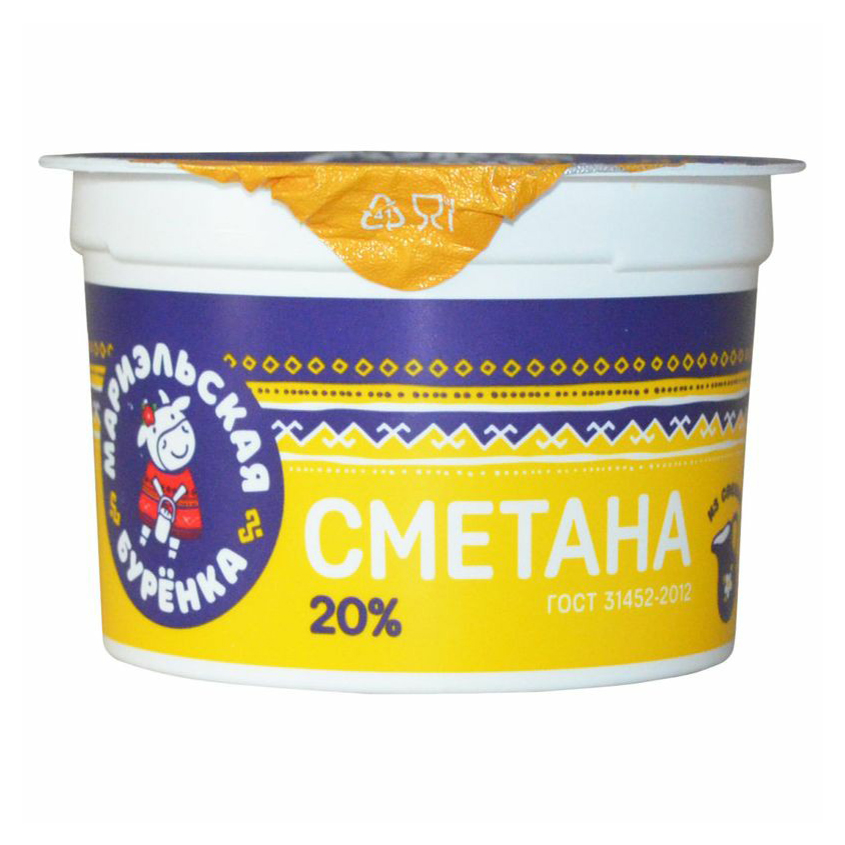 

Сметана Мариэльская Бурёнка 20% БЗМЖ 250 г