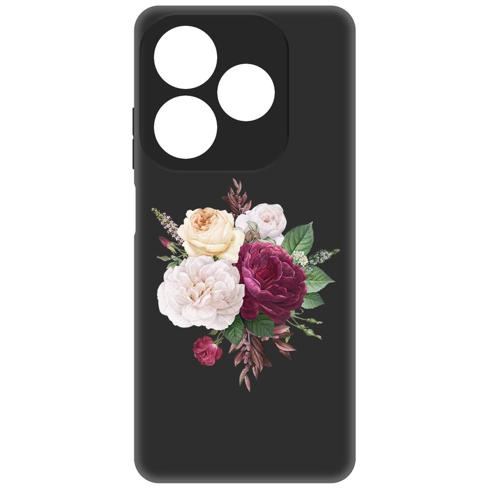 

Чехол-накладка Krutoff Soft Case Цветочная композиция для Itel P55 черный