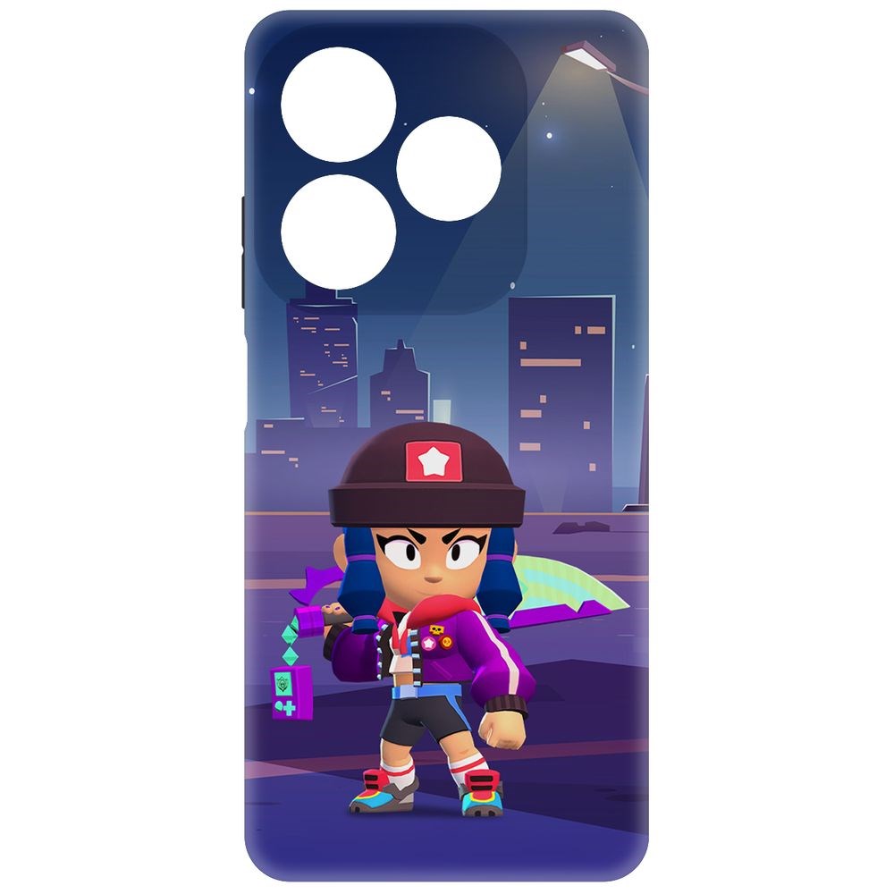 

Чехол-накладка Krutoff Soft Case Brawl Stars - Героиня Биби для Itel P55 черный