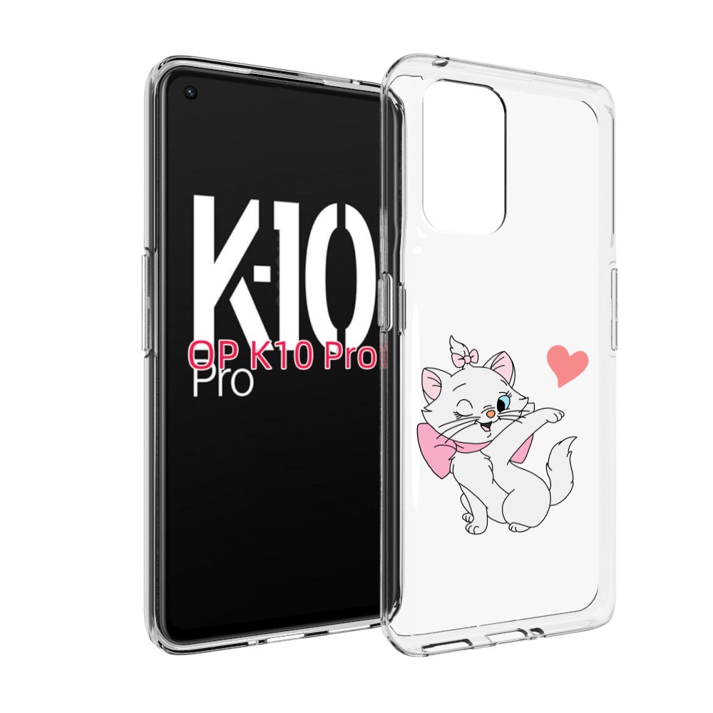 

Чехол MyPads белая-кошечка-с-сердечком женский для OPPO K10 Pro, Прозрачный, Tocco