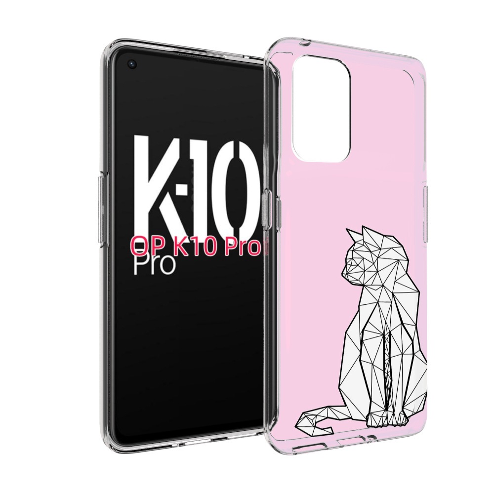 

Чехол MyPads белый котик с гранями для OPPO K10 Pro, Прозрачный, Tocco