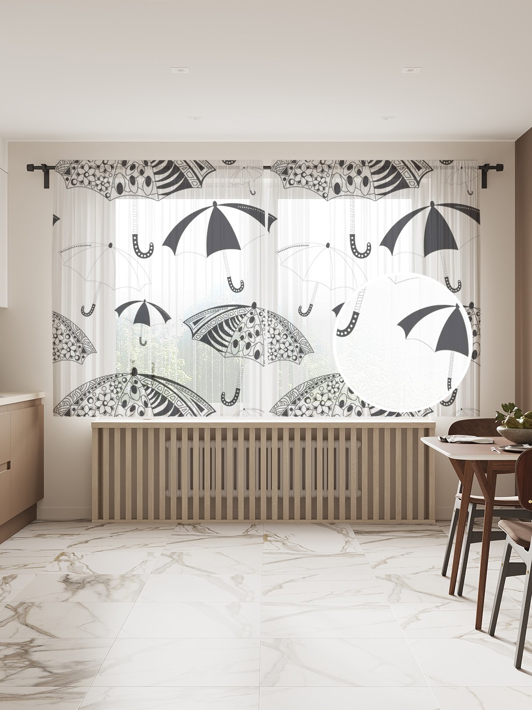 фото Фототюль joyarty "дикие зонты", 145x180 см (2 полотна со шторной лентой + 50 крючков)