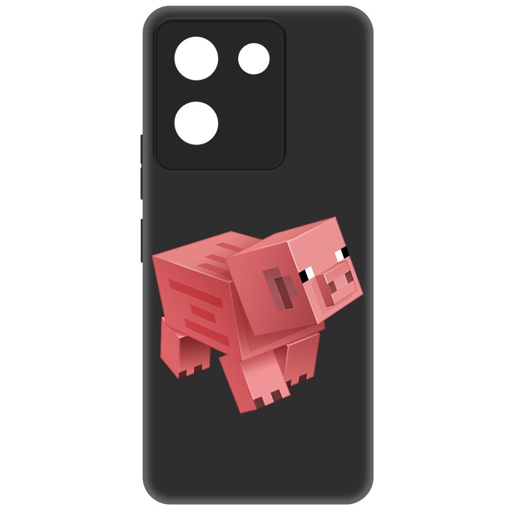 

Чехол-накладка Krutoff Soft Case Minecraft-Свинка для Vivo Y27s черный