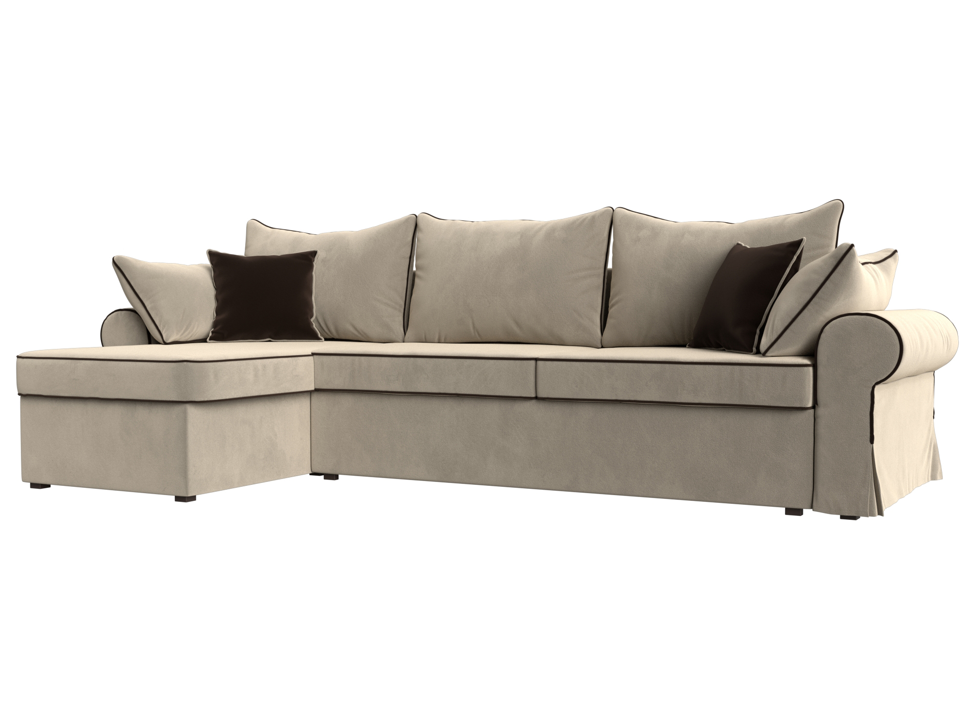 

Диван угловой Хит Диванов Элис правый микровельвет, еврокнижка, бежевый, 10014166