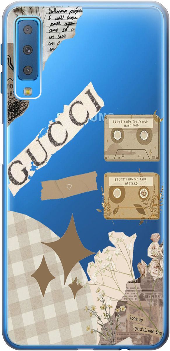 

Чехол на Samsung Galaxy A7 (2018) с принтом "GUCCI Stickers" прозрачный, 5396