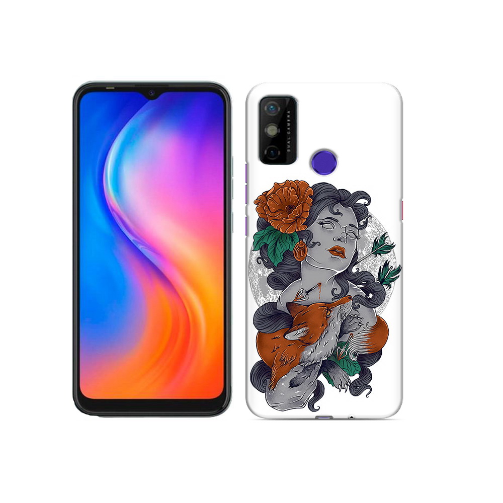 

Чехол MyPads Tocco для Tecno Spark 6 GO темная девушка с лисой, Прозрачный, Tocco