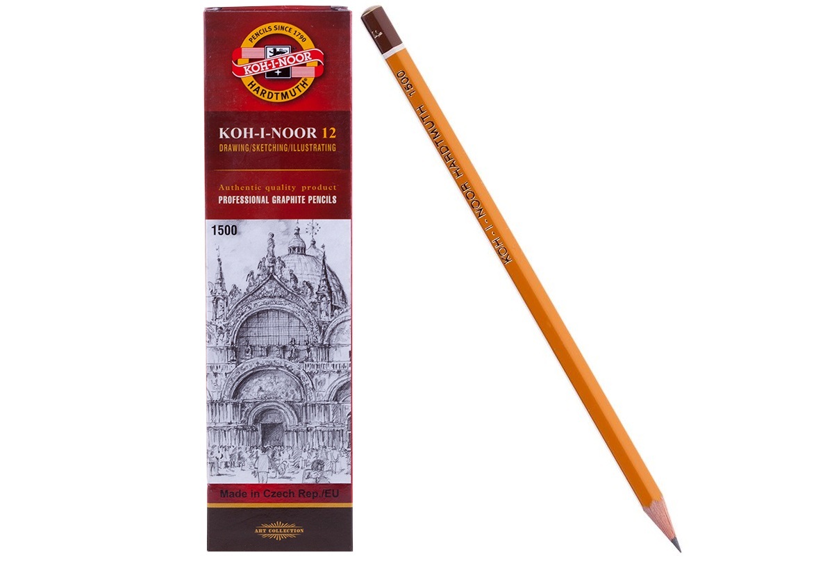 

Карандаш чернографитный Koh-I-Noor 1500 F, заточенный 150000F01170RU 12 штук