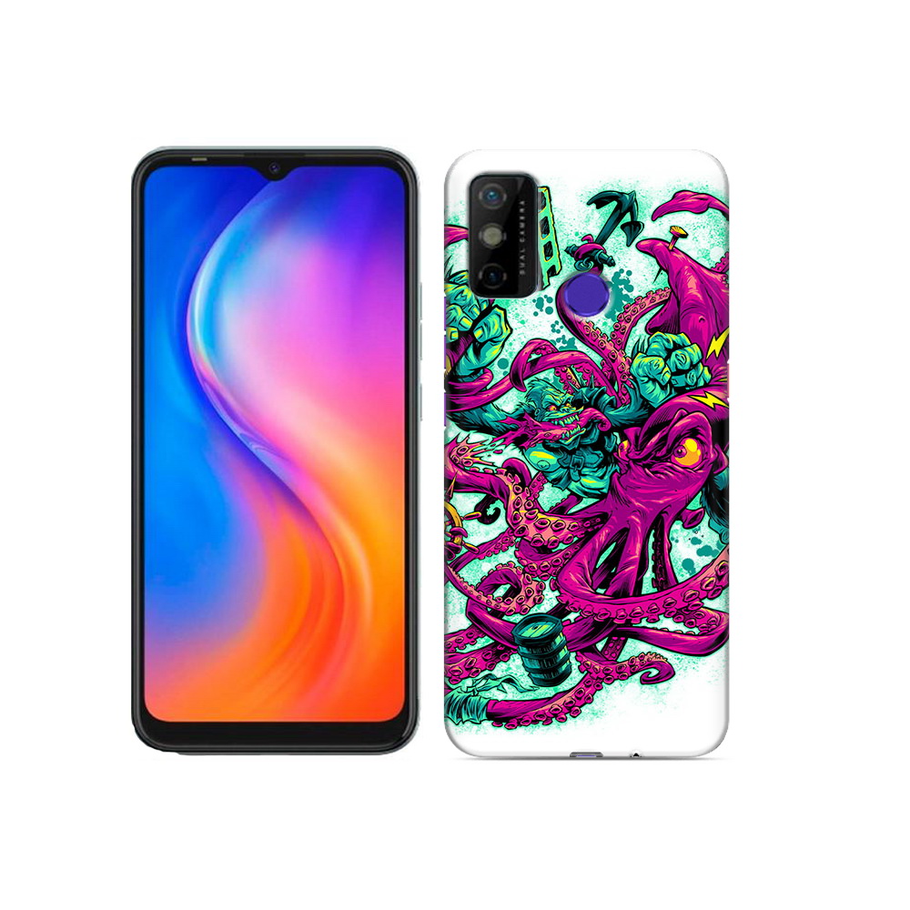 Чехол MyPads Tocco для Tecno Spark 6 GO фиолетовый кракен