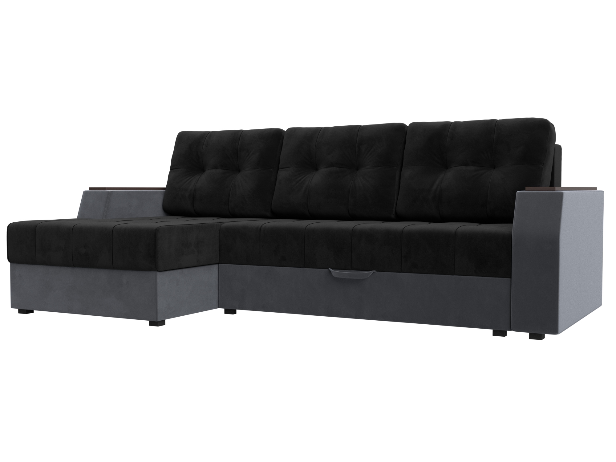 

Диван угловой Хит Диванов Эмир правый велюр, еврокнижка, черный, 10010366