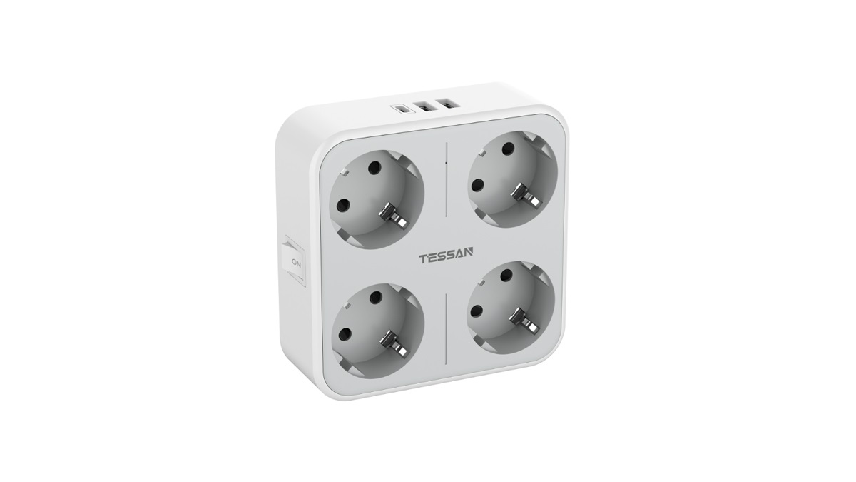 

Сетевой фильтр без провода TESSAN TS-302-DE-С 4 универ. розетки 4000 Вт + USB 2 порта